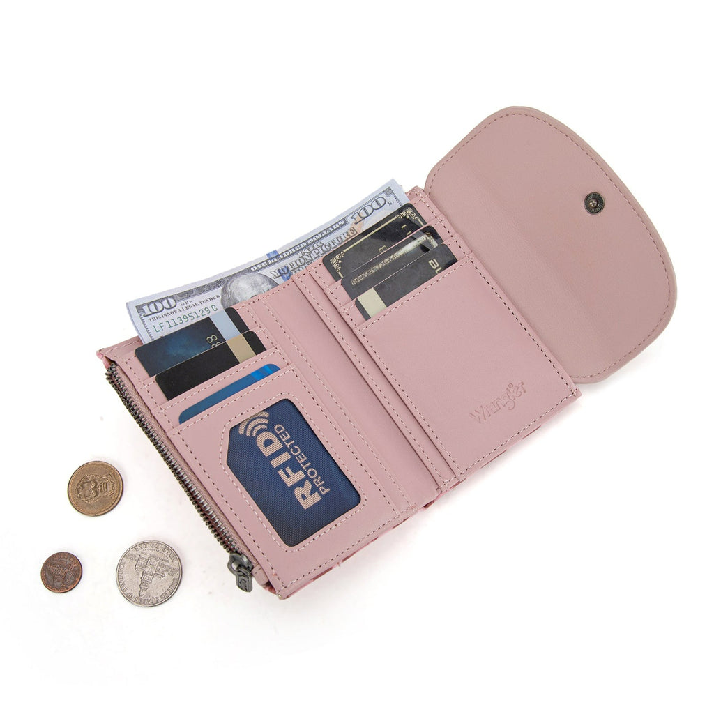 The Cat's Meow Trifold Wallet by Wrangler - Pink