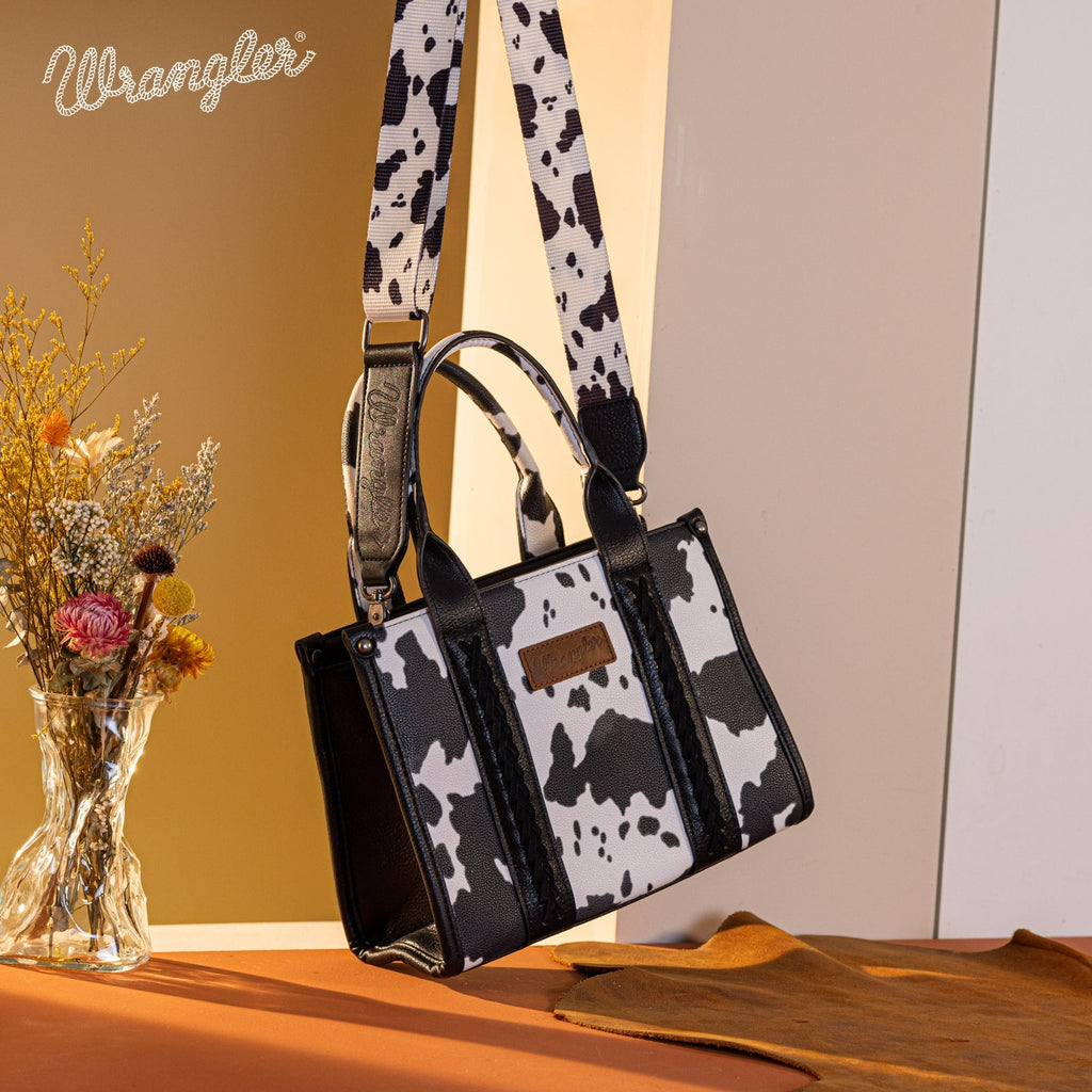 The Dairy Delight Wrangler Mini Tote Purse in Black/White