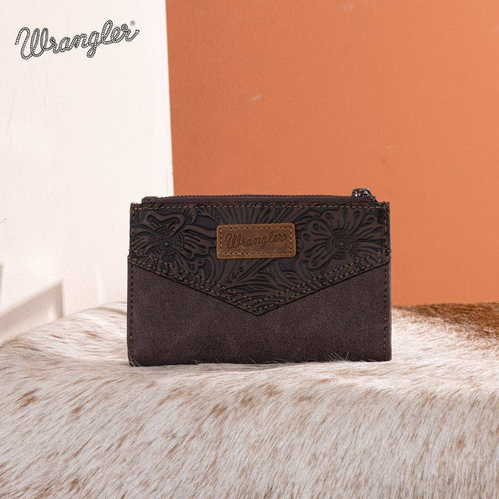 The Donna Jo Carved Wrangler Wallet - Coffee