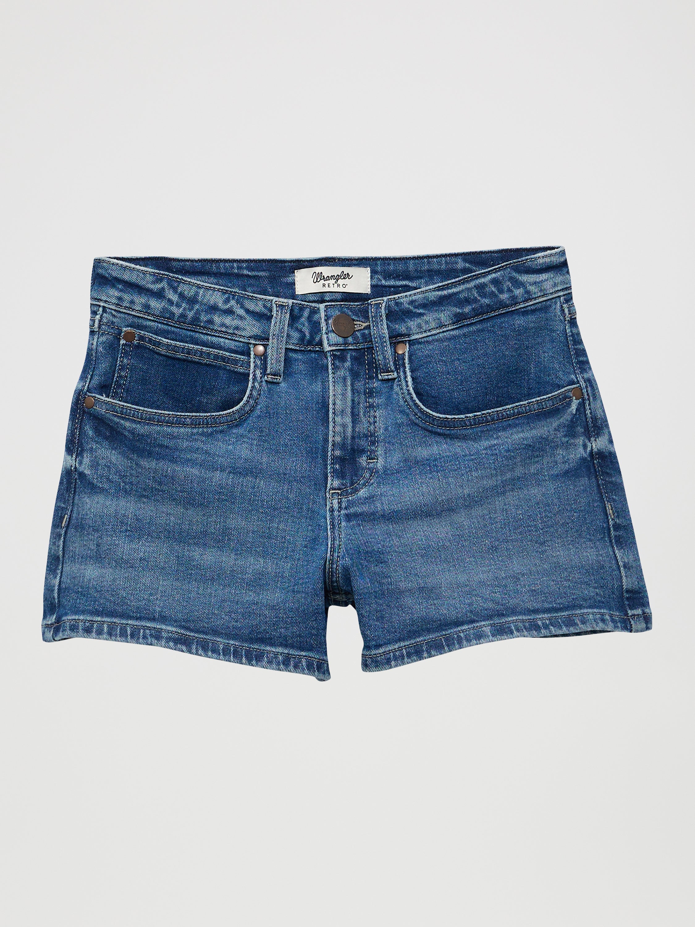 The Peppermint Cowgirl Mae Mid Rise Shorts by Wrangler