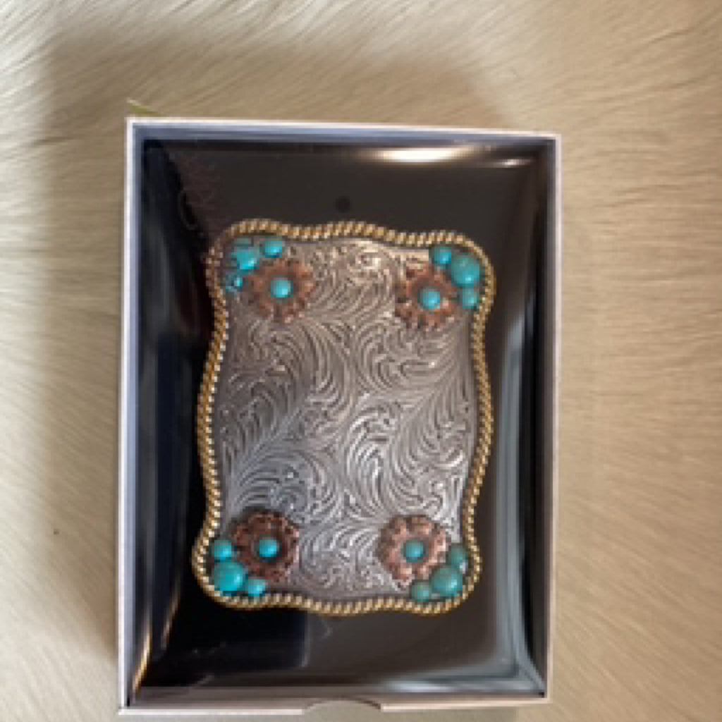 The Turquoise Flower Belt Buckle by Blazin’ Roxx