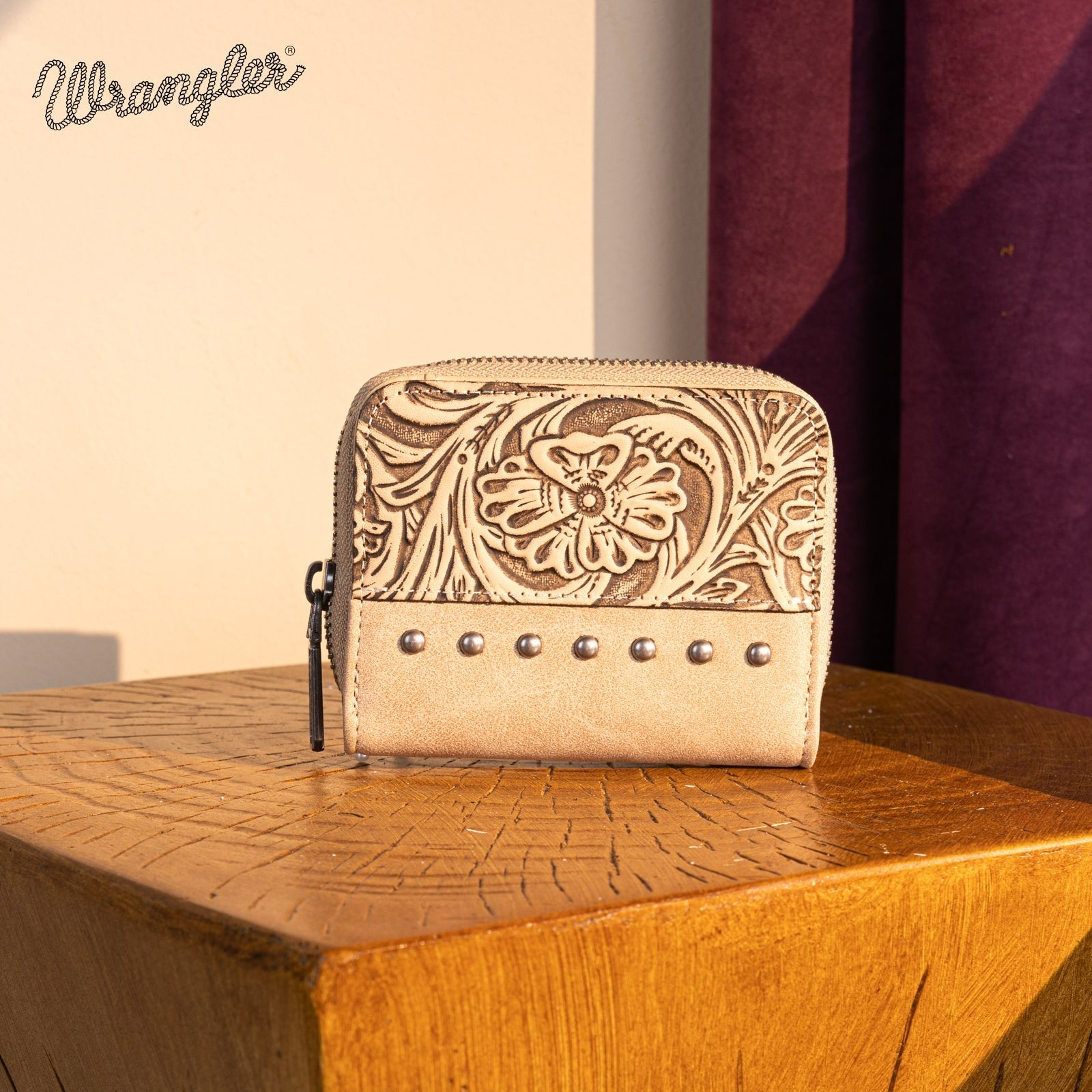 The Dotty Jane Carved Wrangler Wallet - Cremello