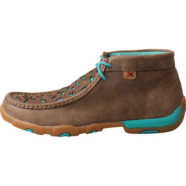 Women’s Twisted X Driving Mocs in Bomber/Turquoise Cut Out