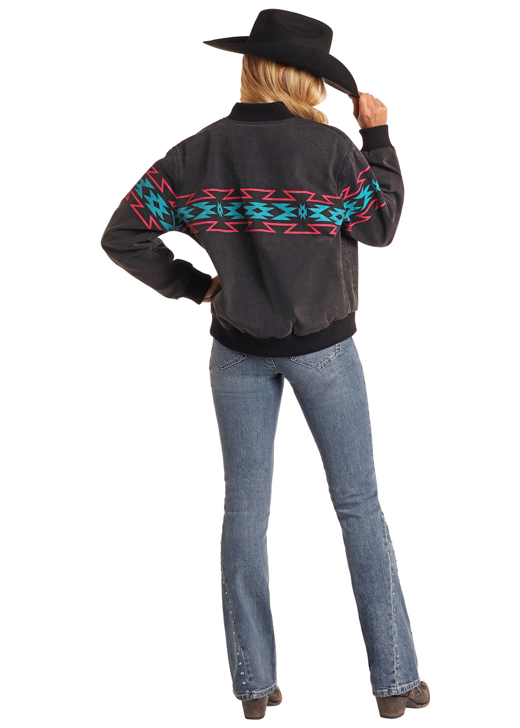 Neon Light Aztec Bomber Jacket by Rock & Roll