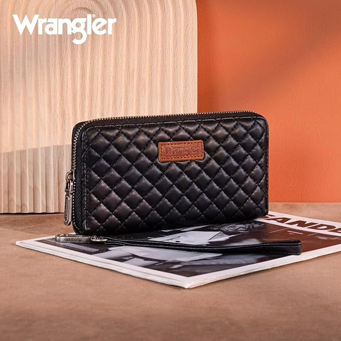 The Cassie Quilted Wallet by Wrangler - Black