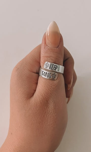 Keep Going Stamped Adjustable Wrap Ring