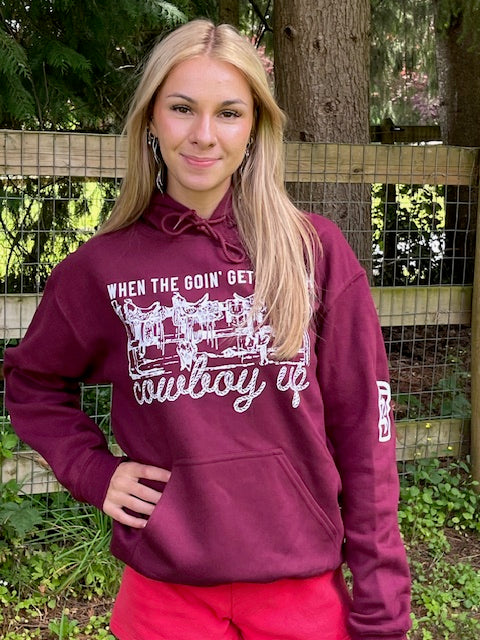 The Cowboy Up Hoodie in Old Barn Maroon