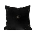 Studs & Conchos Pillow in Black Suede - Square