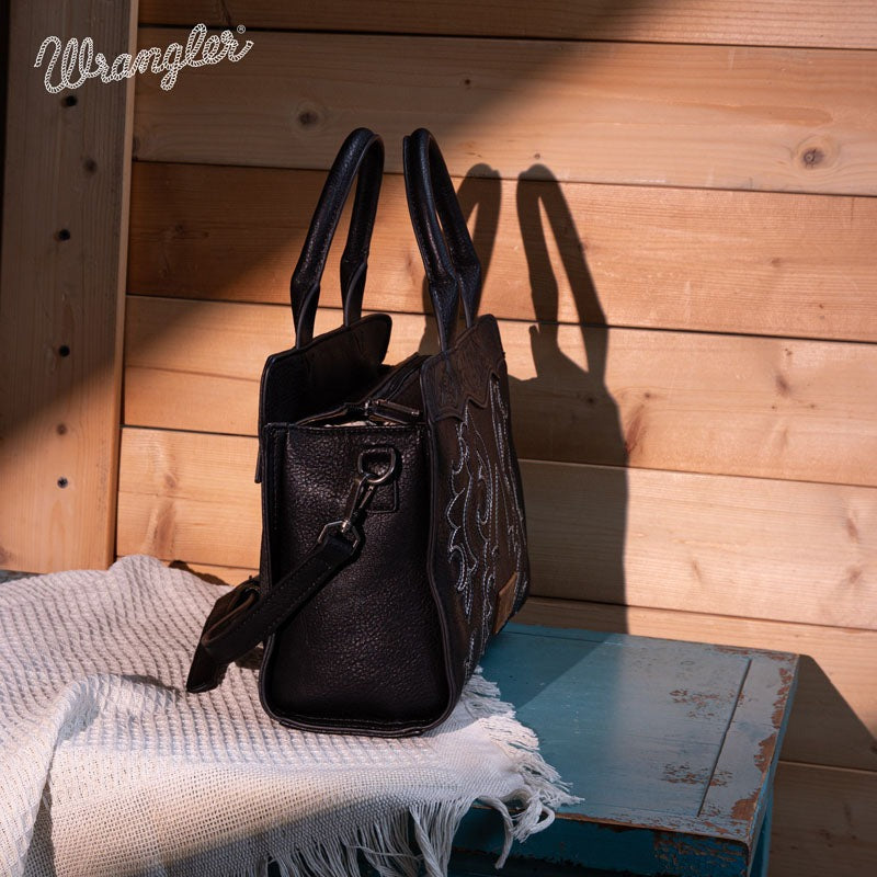 Boot Stitch Babe Crossbody Tote by Wrangler in Black