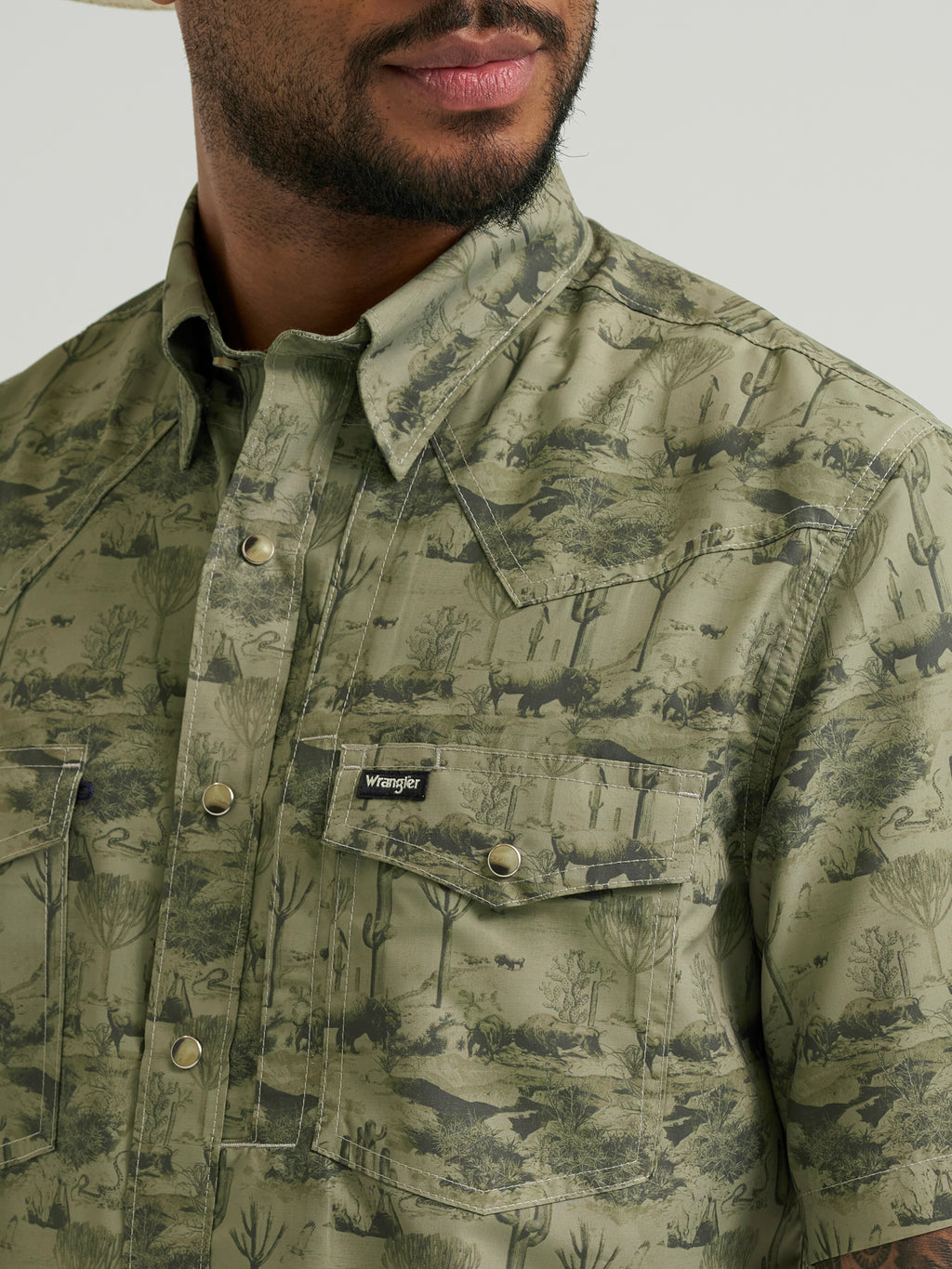 Olivine Performance Men's SS Pearl Snap Shirt by Wrangler
