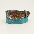 Buckstitch Supreme Turquoise Calf Hair Belt by Angel Ranch