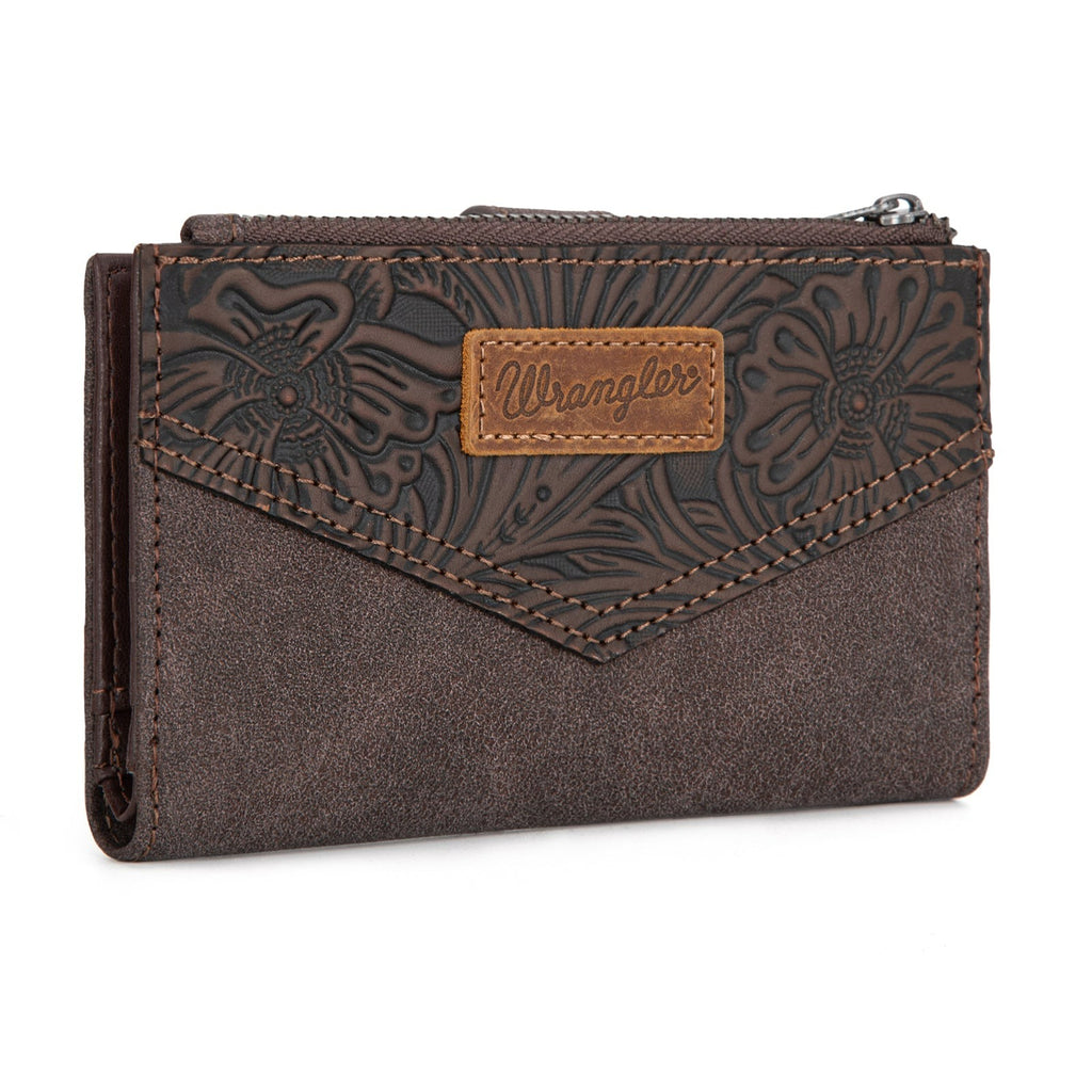 The Donna Jo Carved Wrangler Wallet - Coffee