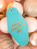 "Just a Small Town Girl" Vintage style motel keychain - Turquoise