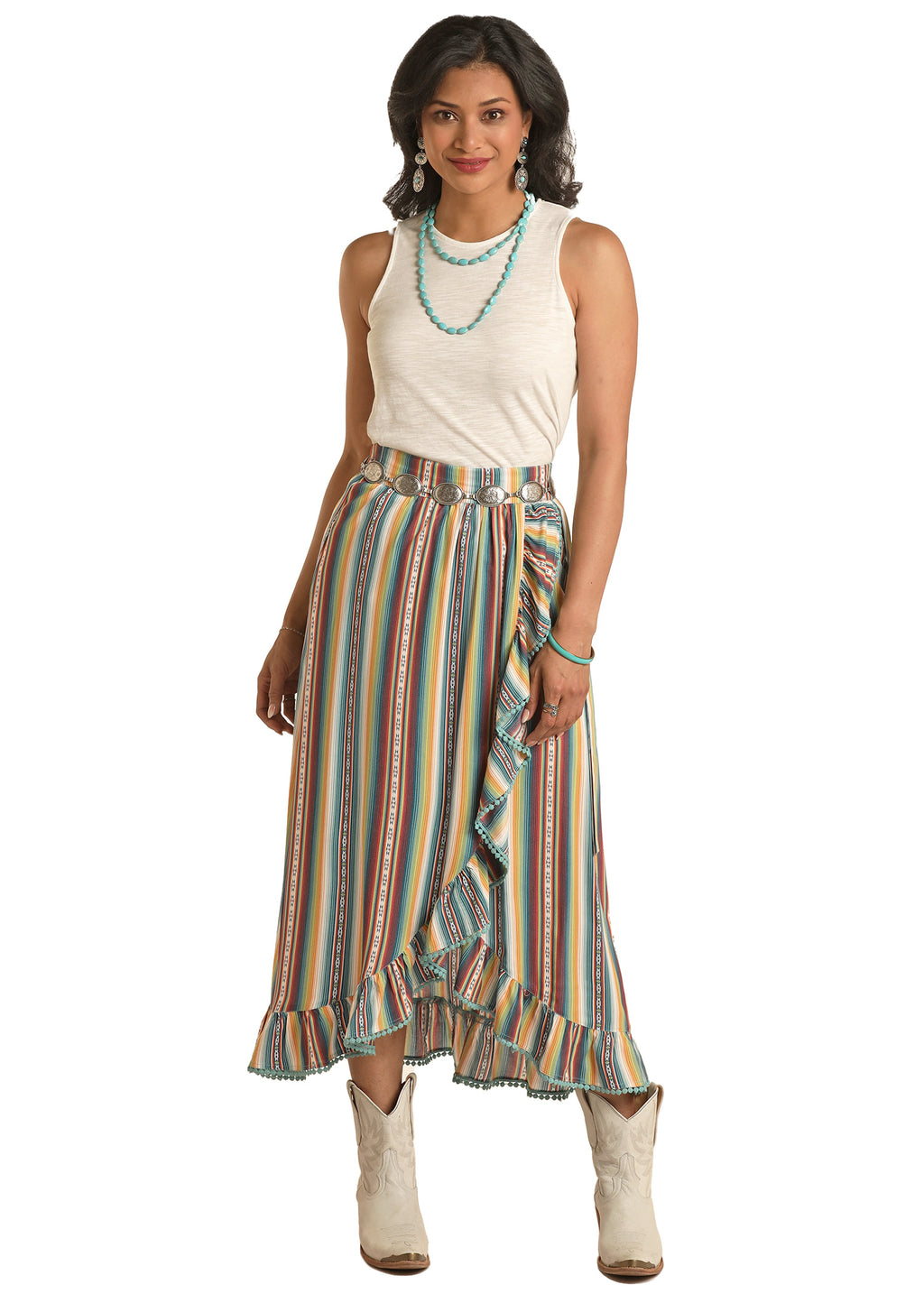 Cowgirl Tuxedo Ruffle Wrap Skirt by Panhandle
