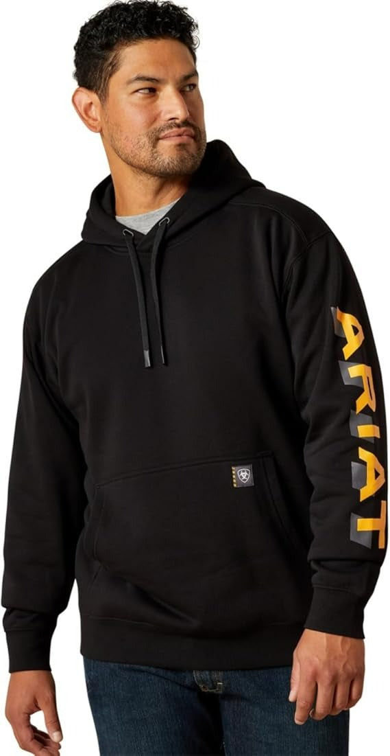 Ariat Men's Rebar Black Lightweight Logo Hoodie
