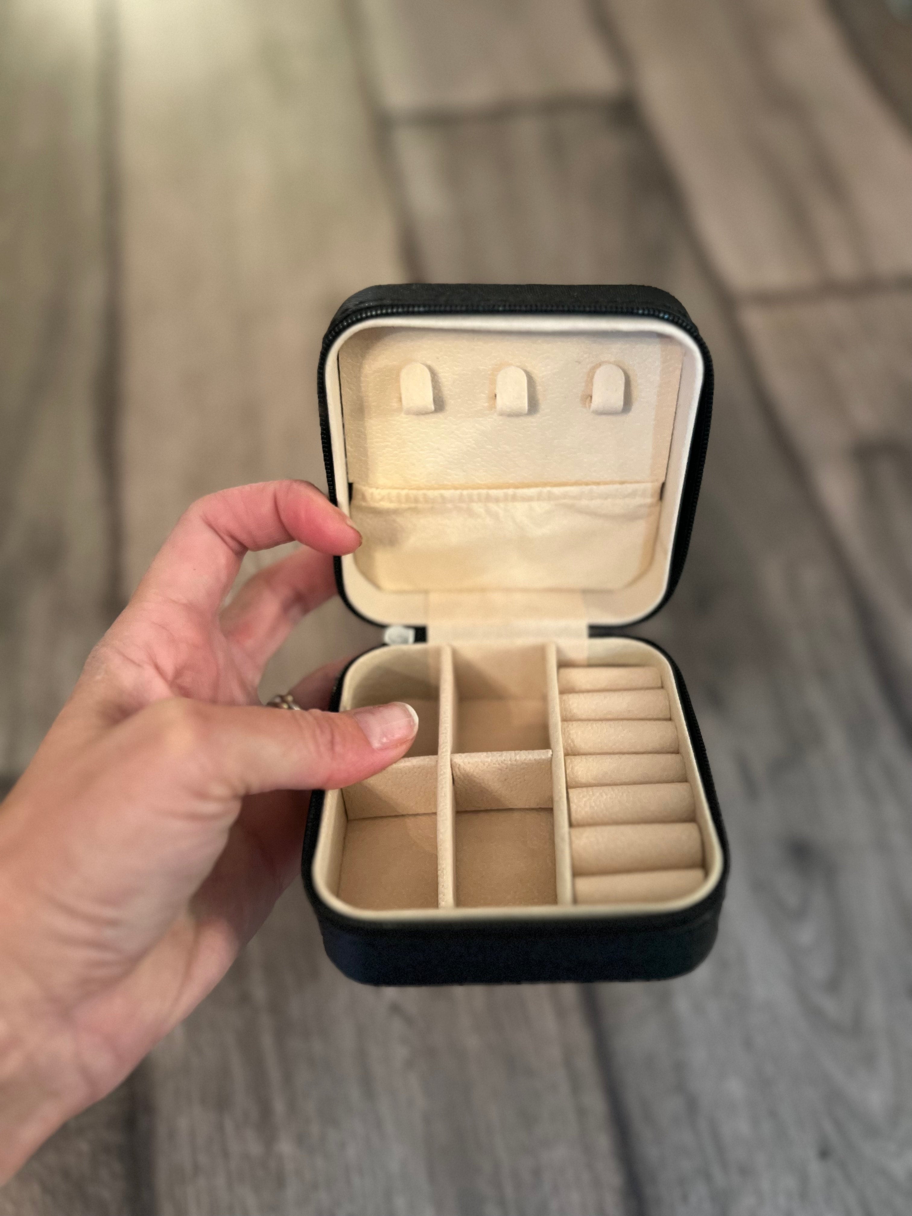 Black Cowhide Square Jewelry Case