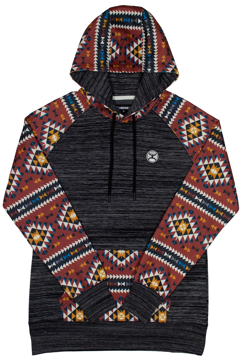 Women's Hooey Summit Hoodie in Charcoal/Rust Aztec