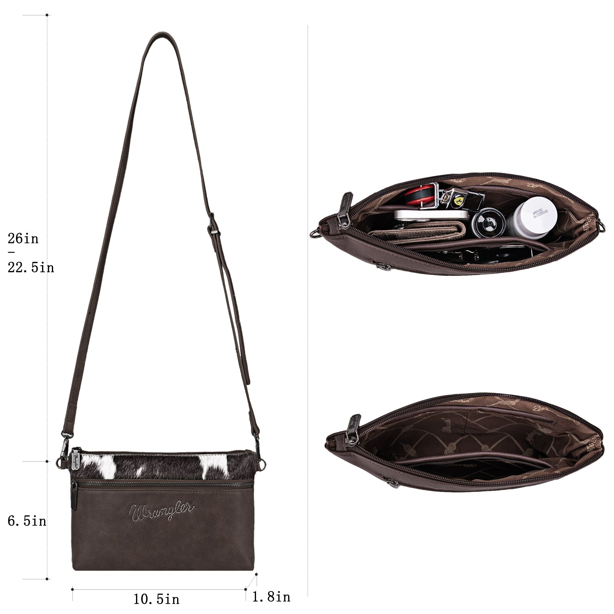 The Betty Joe Crossbody with Cowhide Purse by Wrangler - Coffee