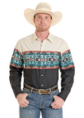 The 90's Cowboy Spirit Border Print Peal Snap Shirt by Rock & Roll Denim