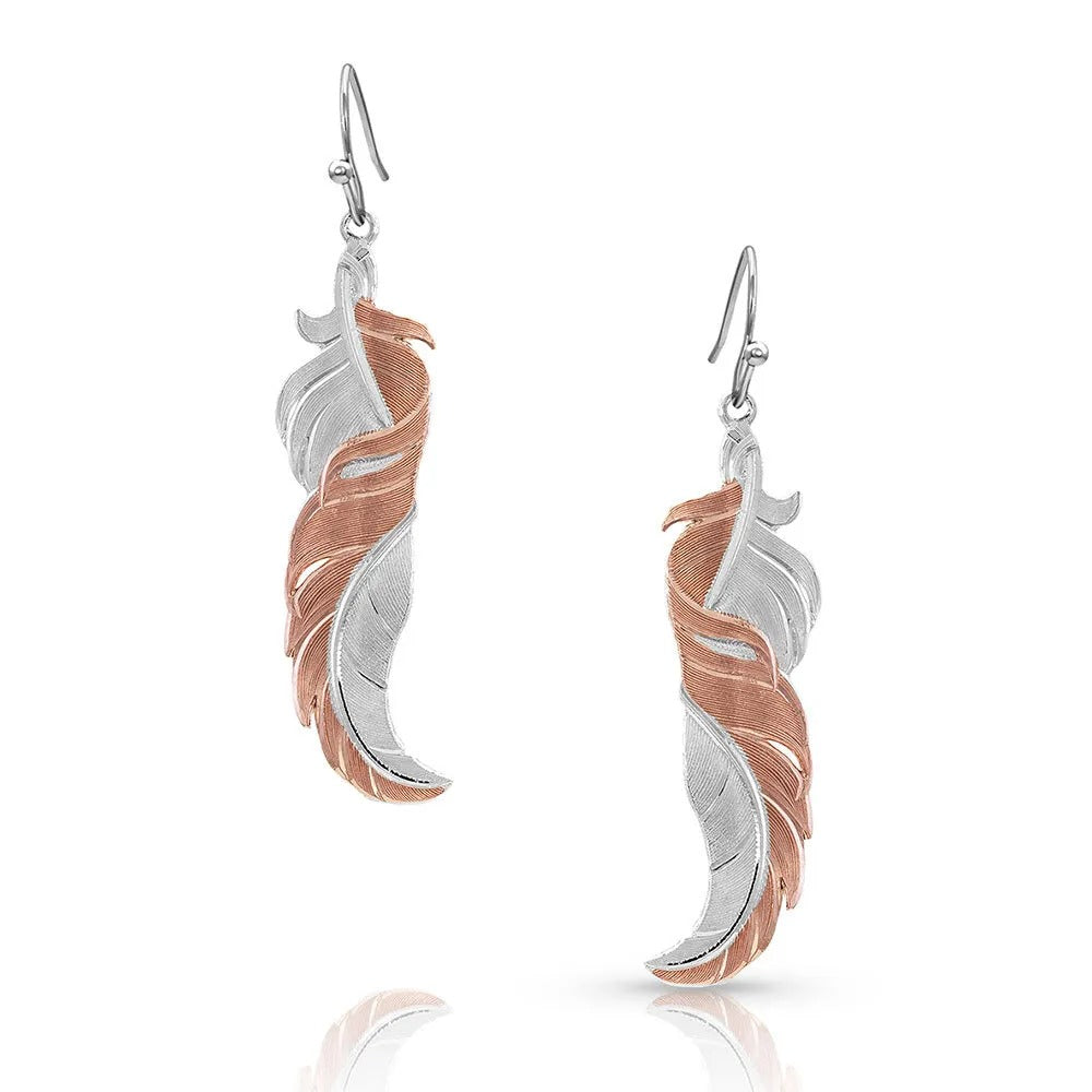 Twisted Rose Feather Earrings by Montana Silversmiths