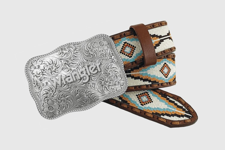The All Fun Aztec Embroidered Belt by Wrangler