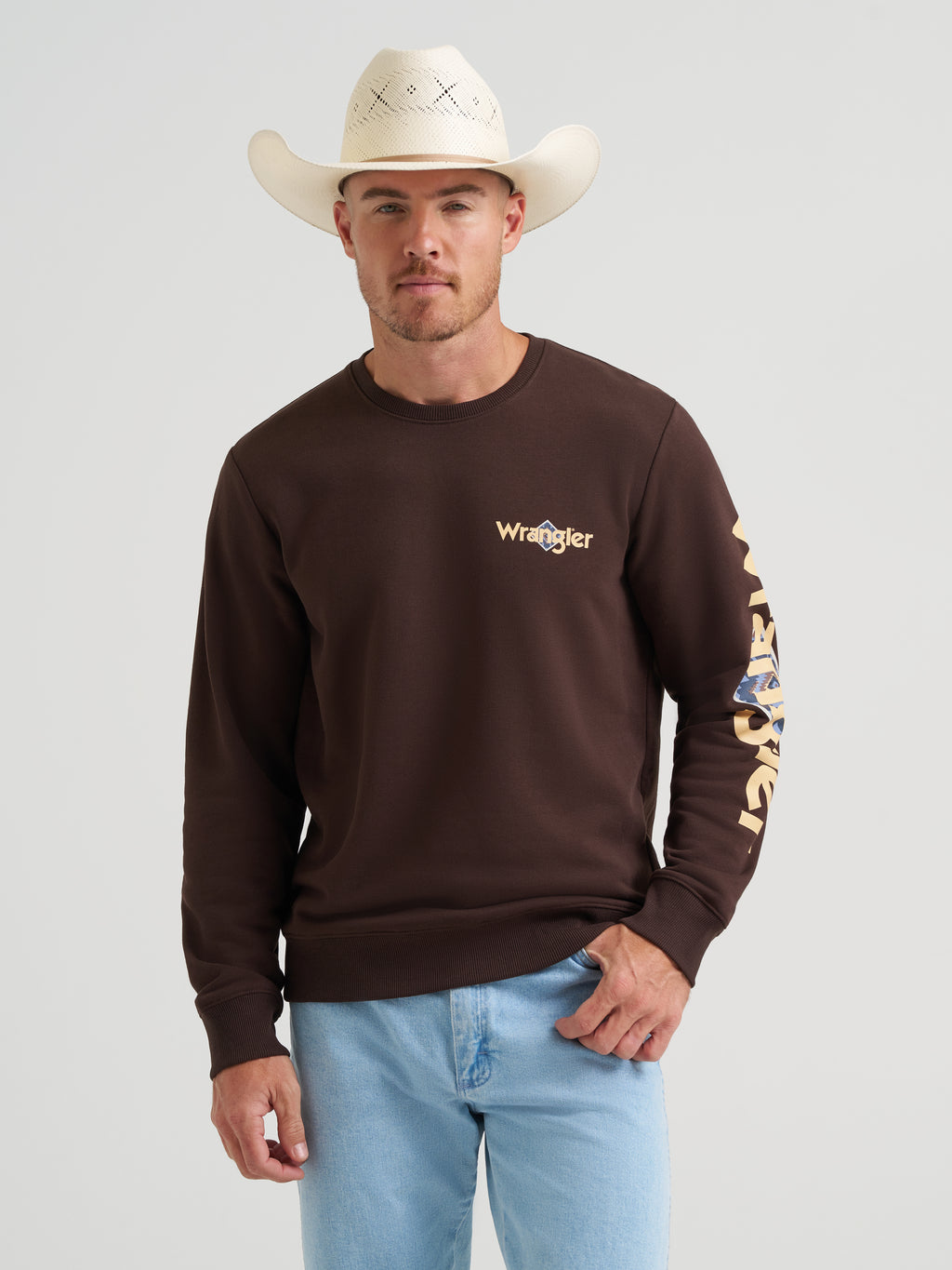 Chocolate Aztec Steer Crewneck By Wrangler
