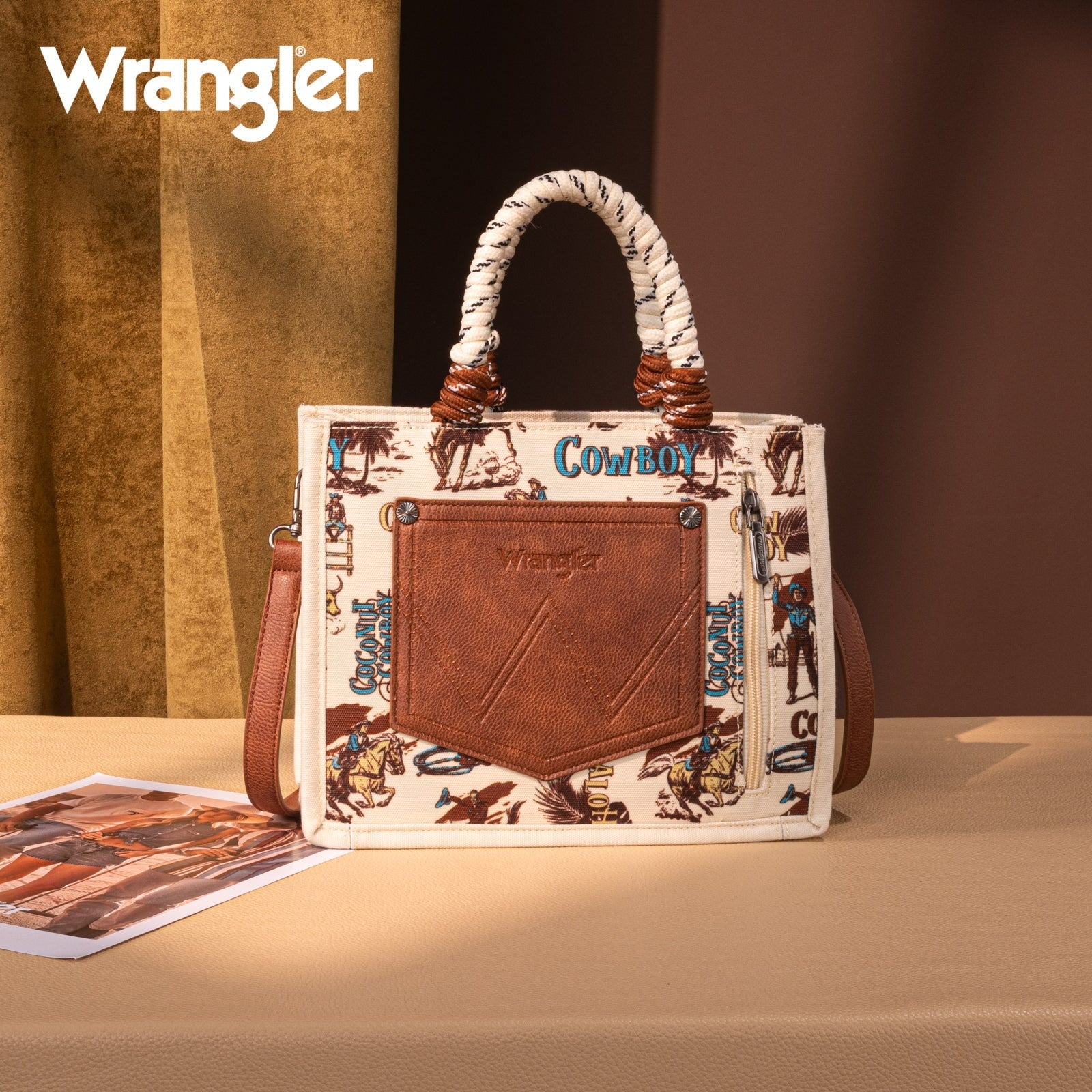 The Coconut Cowboy Wrangler Mini Rope Tote Purse in Tan