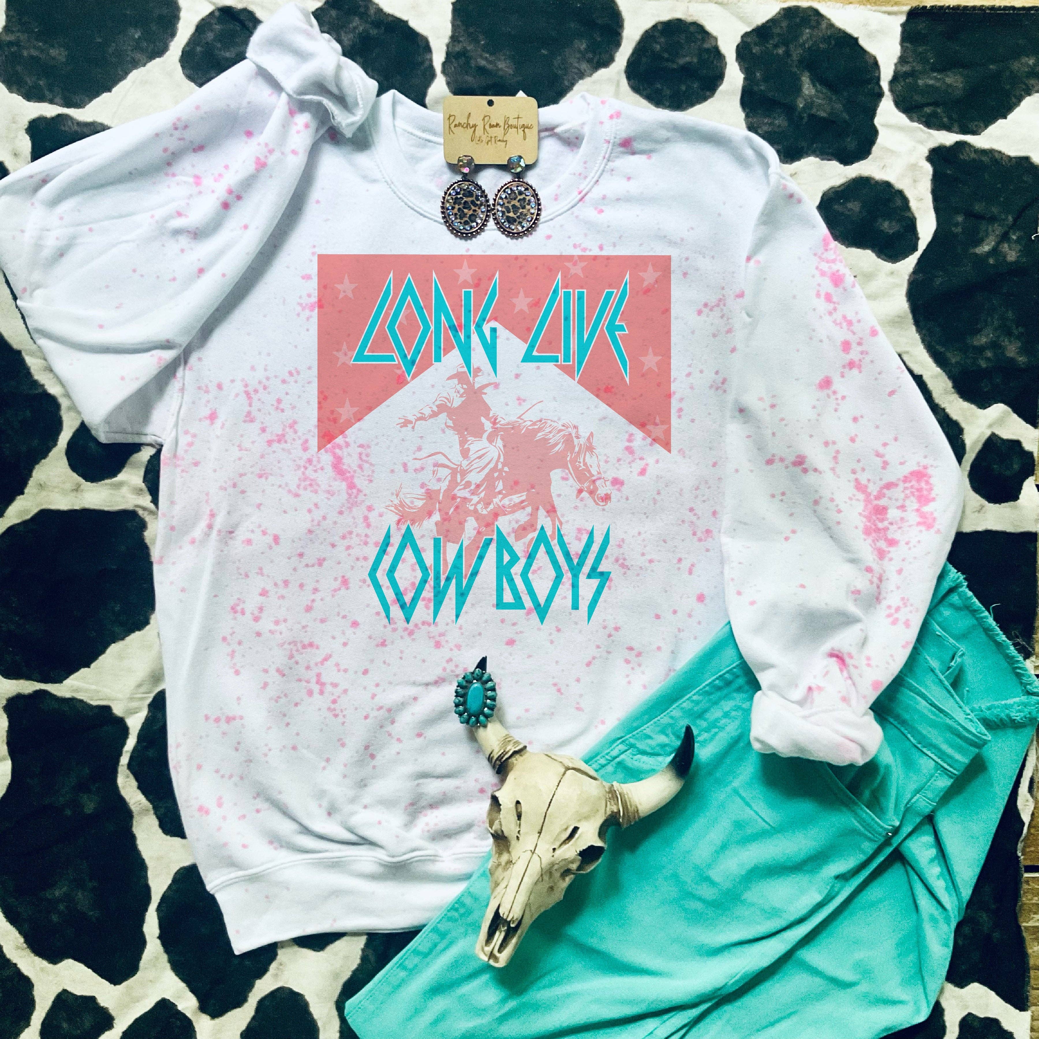 Long Live Cowboys Punky Pink Splattered Sweatshirt