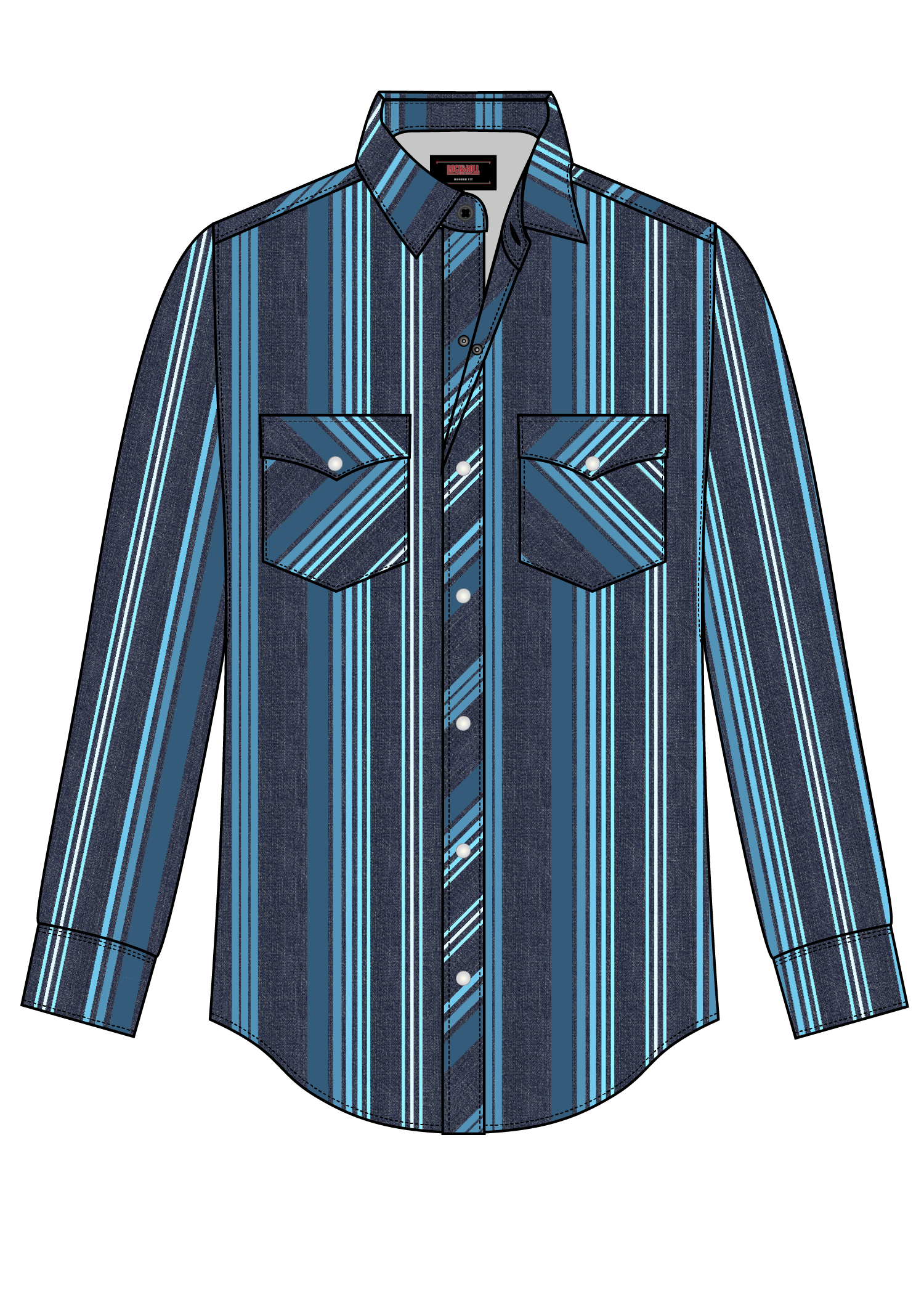 The Mississippi Blues Pearl Snap Shirt by Rock & Roll Denim