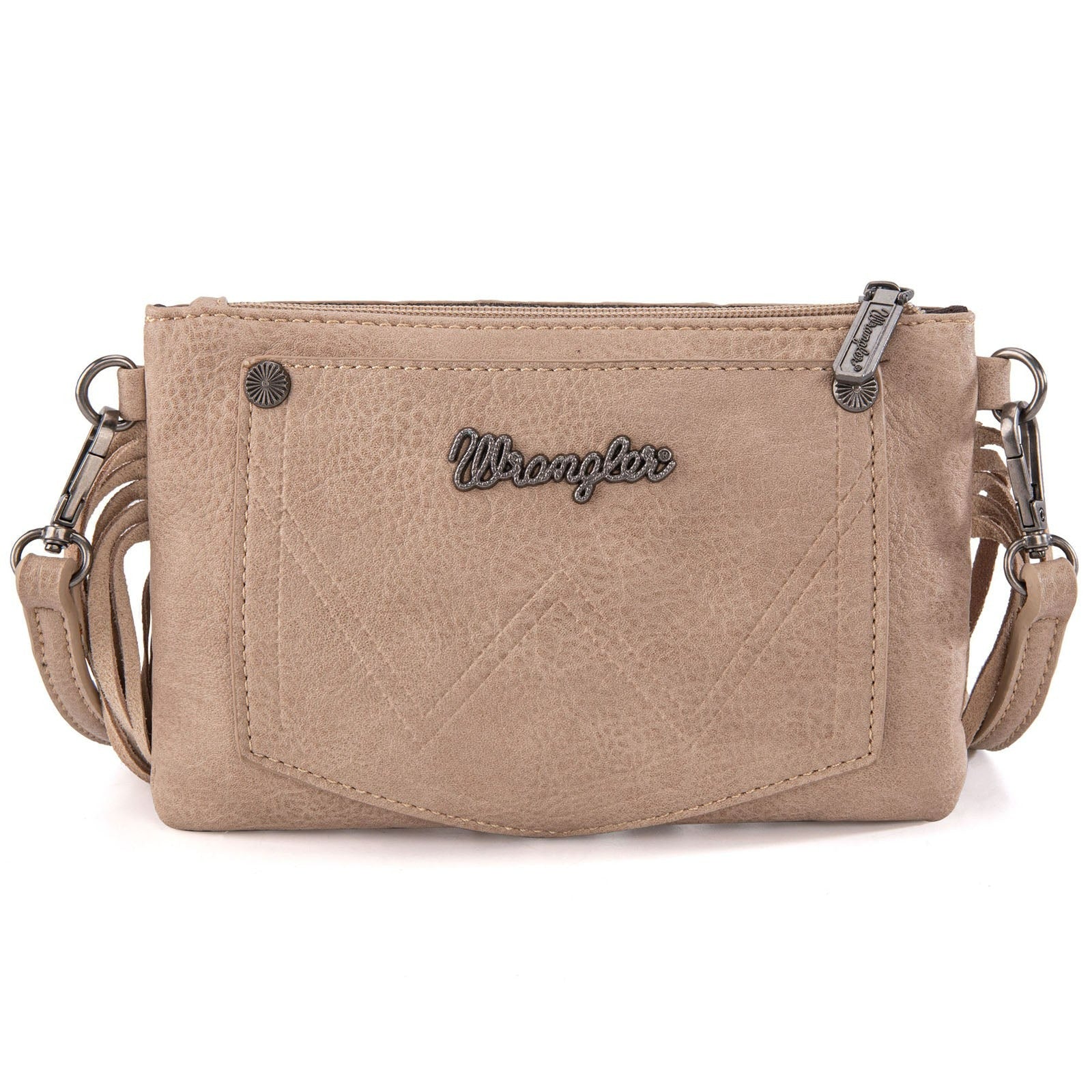 The Aberdeen Floral Carved Wristlet Purse by Wrangler in Latte