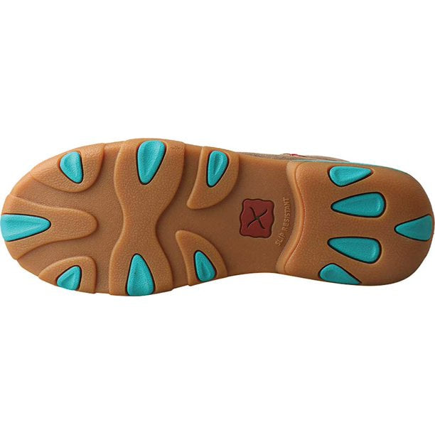 Women’s Twisted X Driving Mocs in Bomber/Turquoise Cut Out
