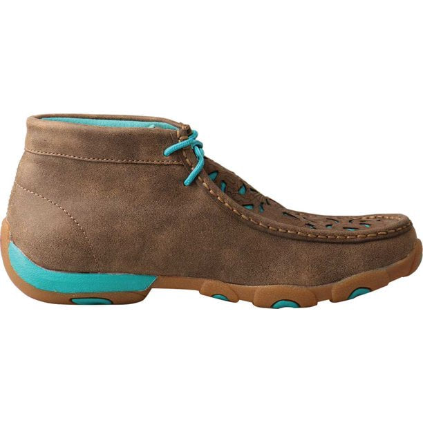 Women’s Twisted X Driving Mocs in Bomber/Turquoise Cut Out