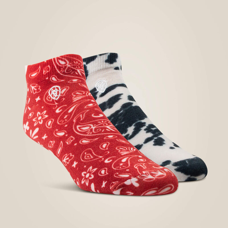 Ariat Women's Bandana/Pony Print Ankle Socks - 2 Pack