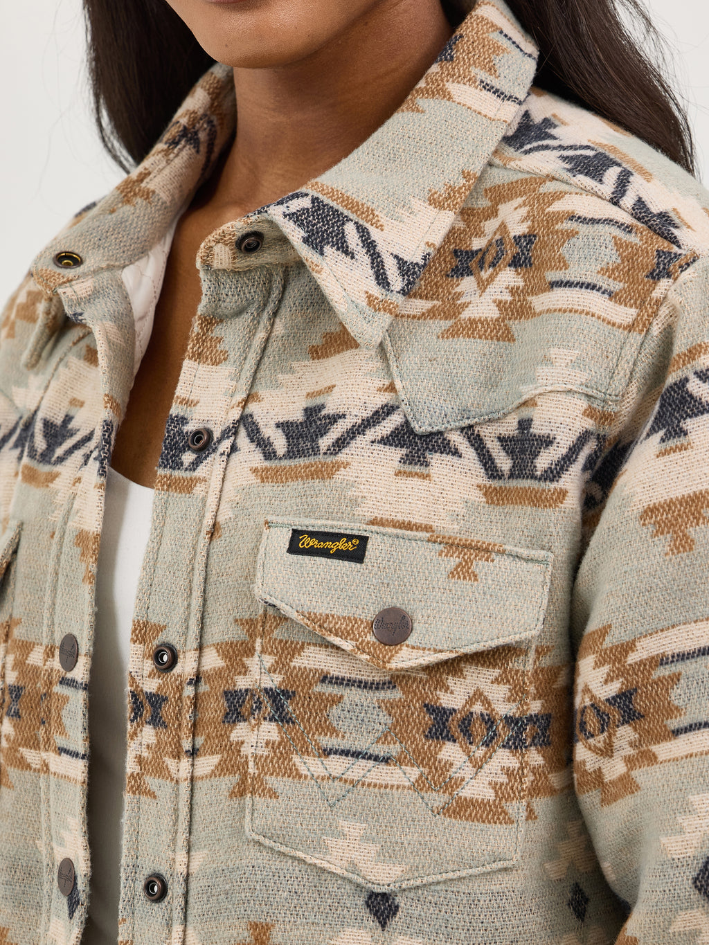 The Jacquard Southwestern Shacket by Wrangler