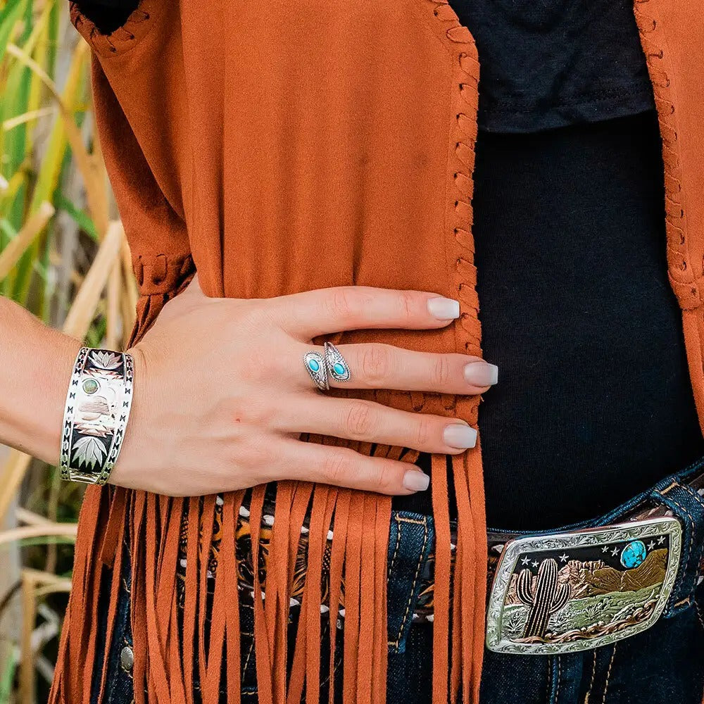 Balancing The Whole Turquoise Open Ring by Montana Silversmiths