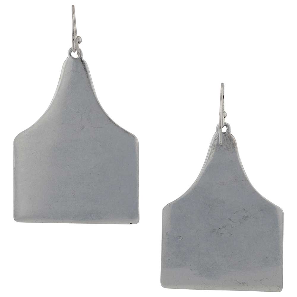 On the Ranch Cow Tag Attitude Earrings by Montana Silversmiths