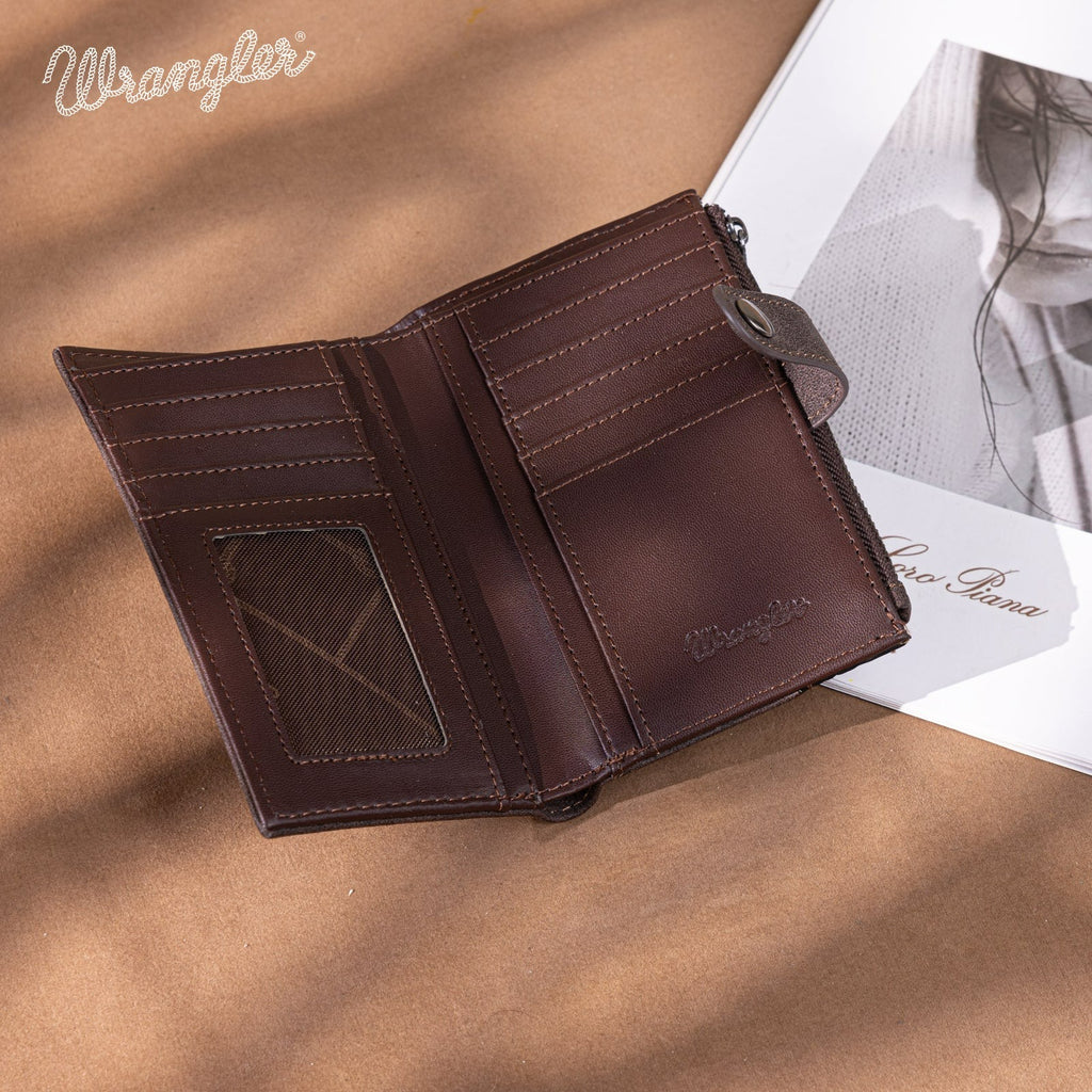 The Donna Jo Carved Wrangler Wallet - Coffee
