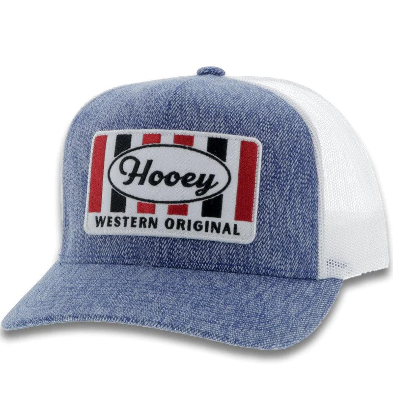 Throw Back Hat by Hooey in Denim/White