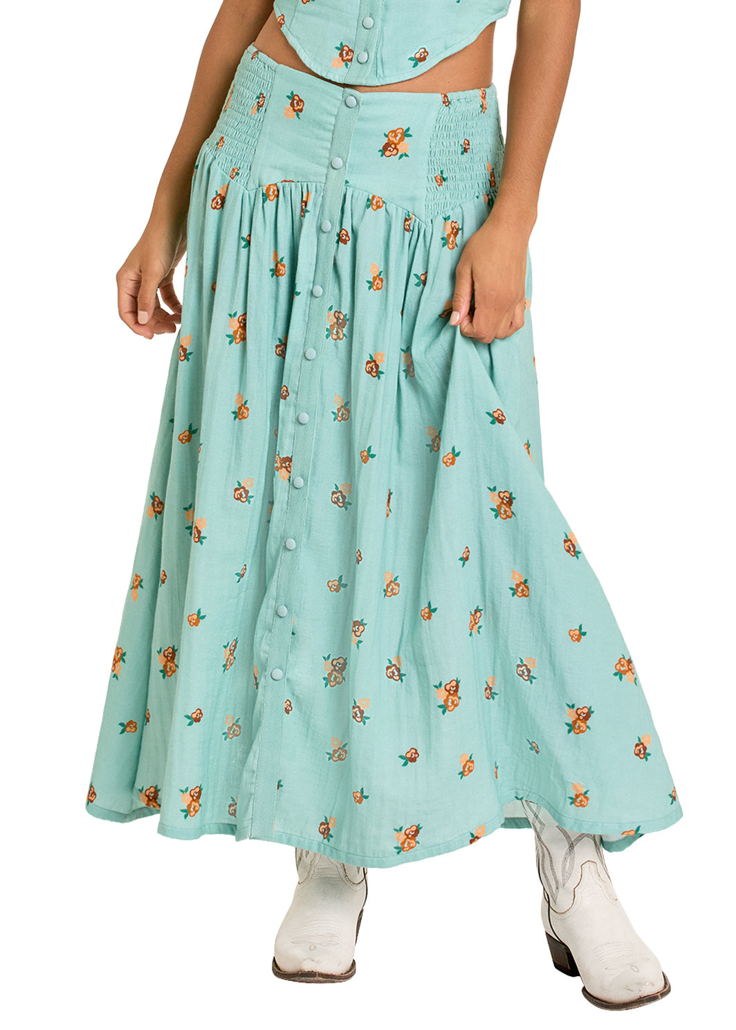 The Melody Blue Floral Skirt by Rock & Roll Denim