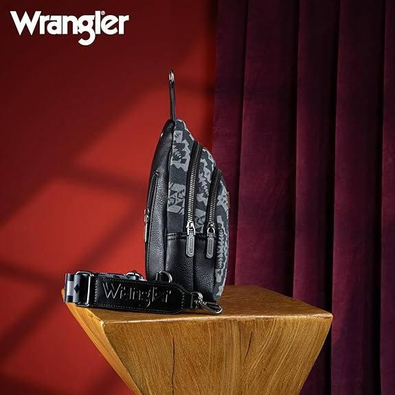The Southwest Sling Crossbody Sling Bag by Wrangler - Black