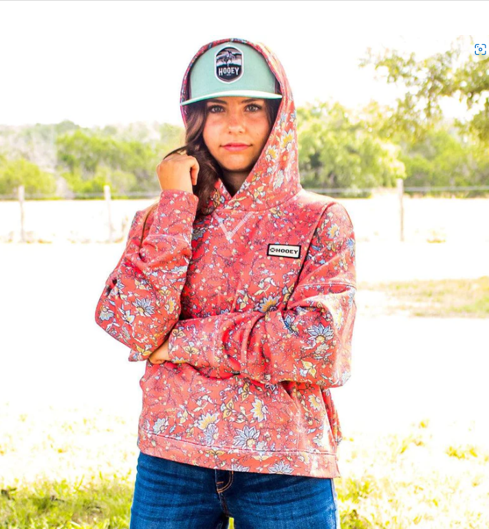 Roomy Hooey Poppy Pink Western Floral Hoodie