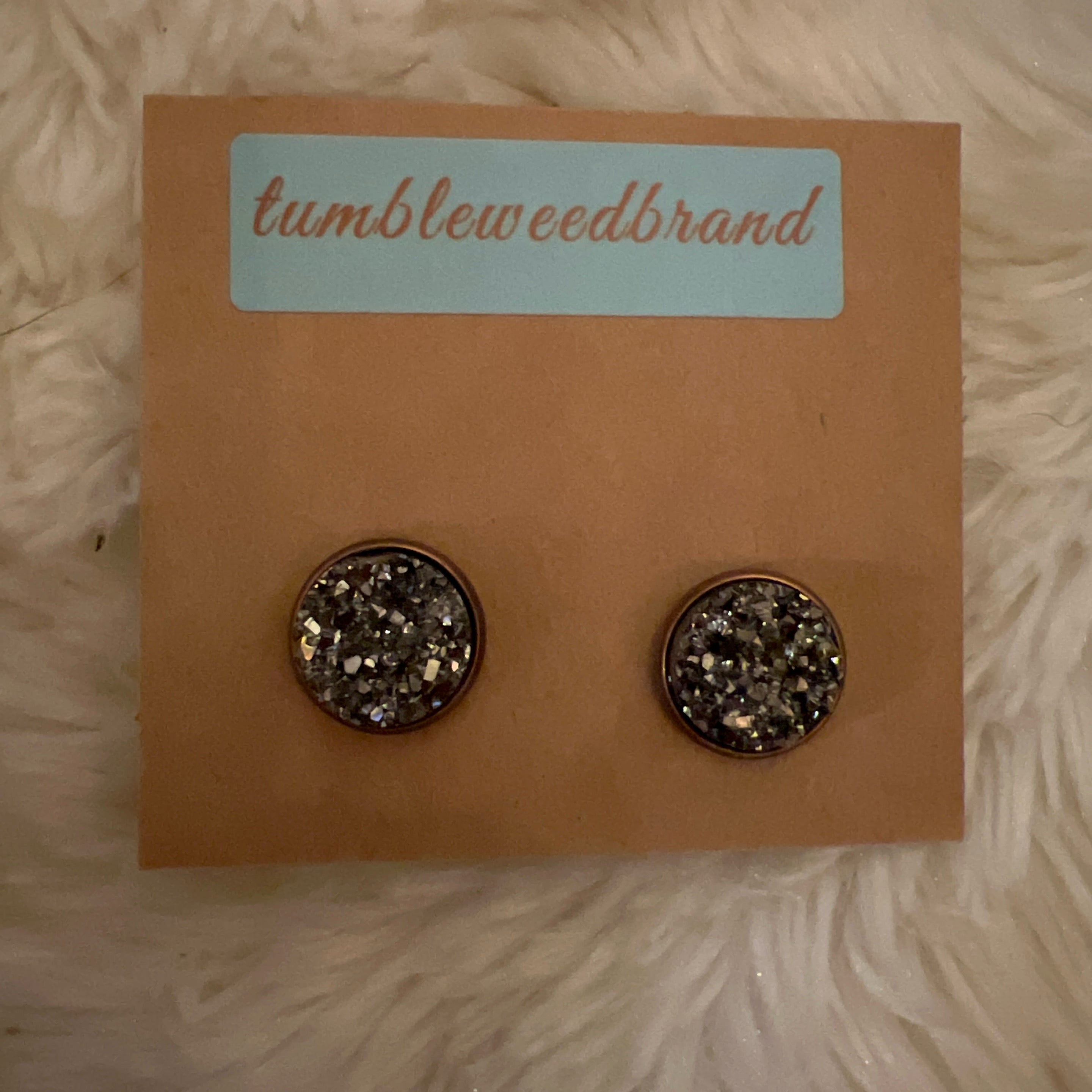 Black Gold Druzy Stud Earring