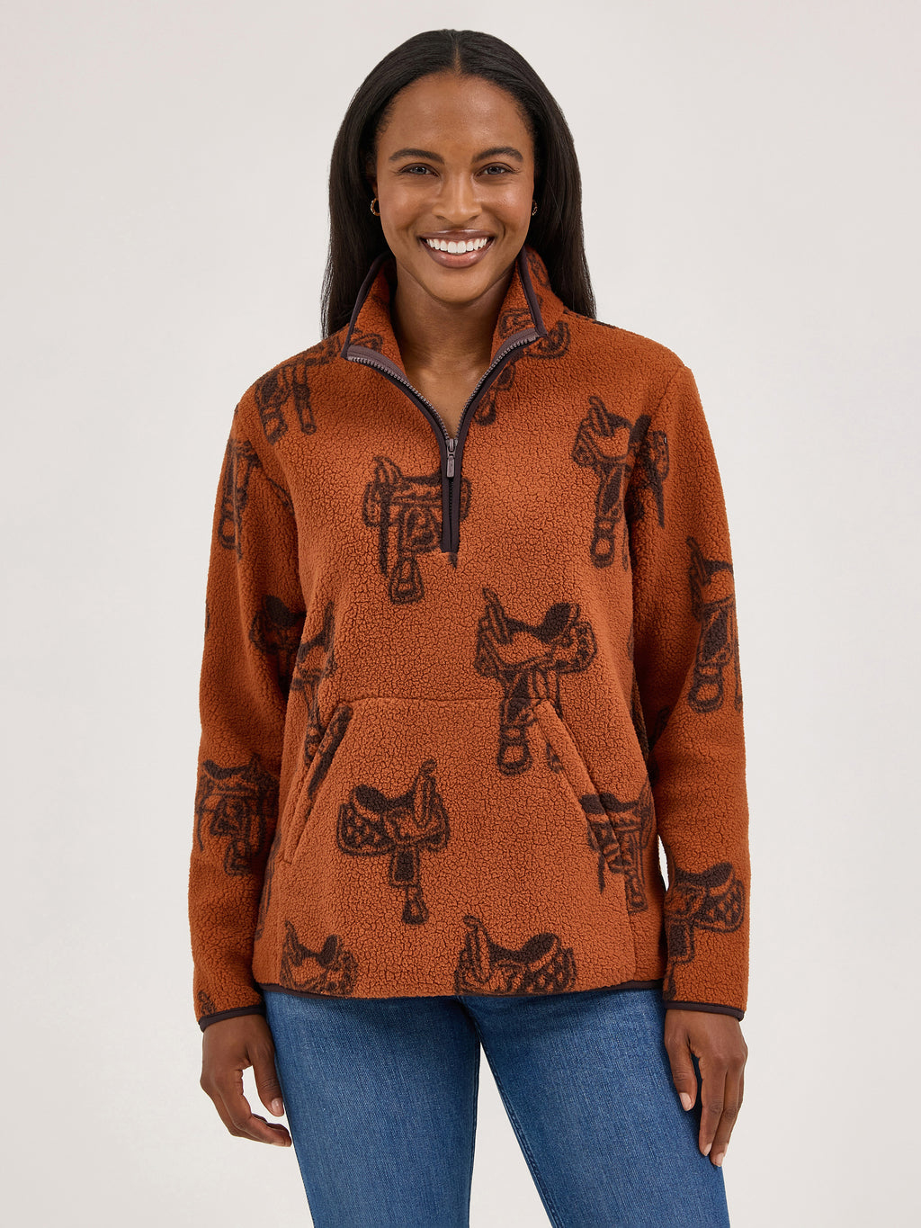 The Saddle Up Fleece 1/2 Zip Sweater by Wrangler