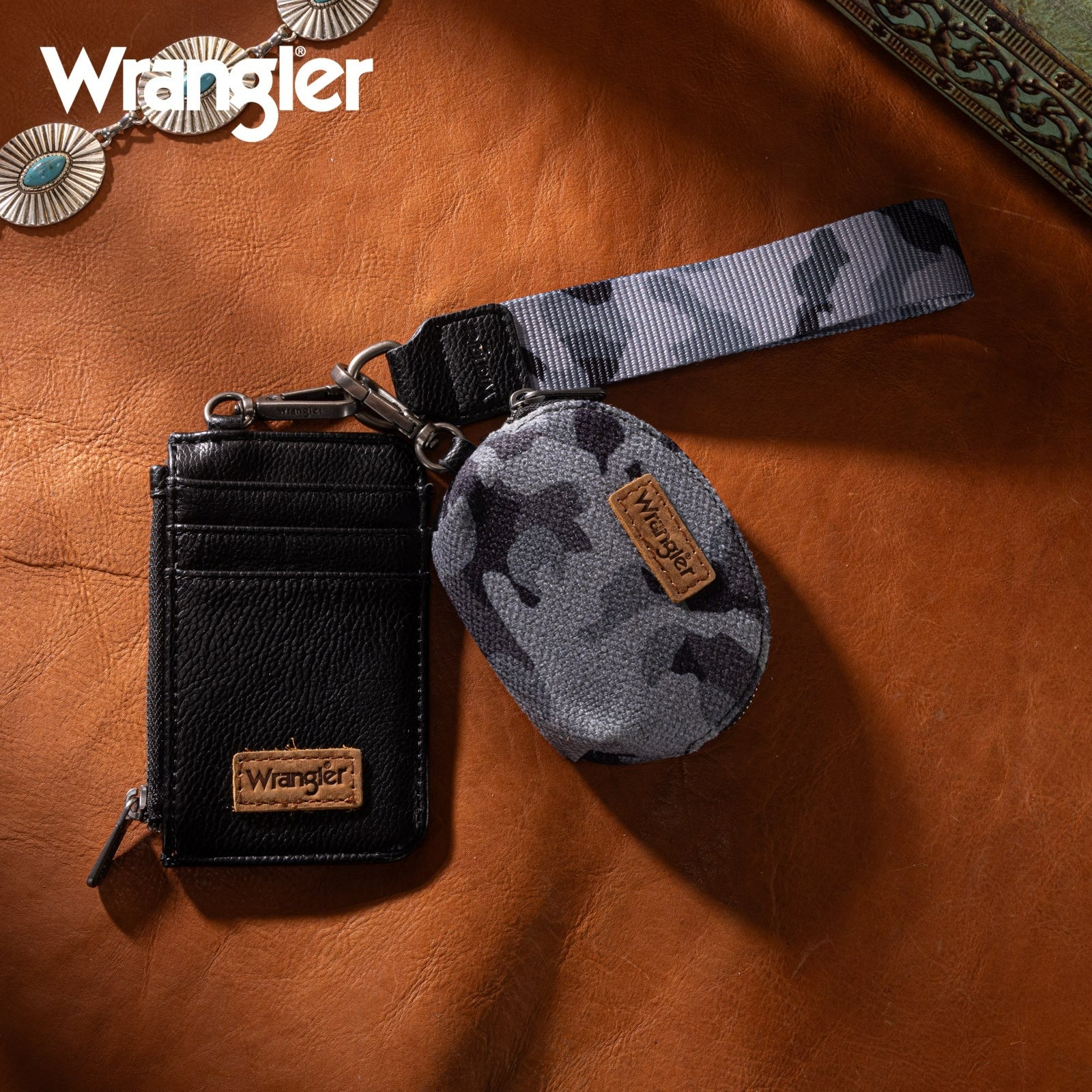 Wristlet/Key Chain by Wrangler in Black Camo