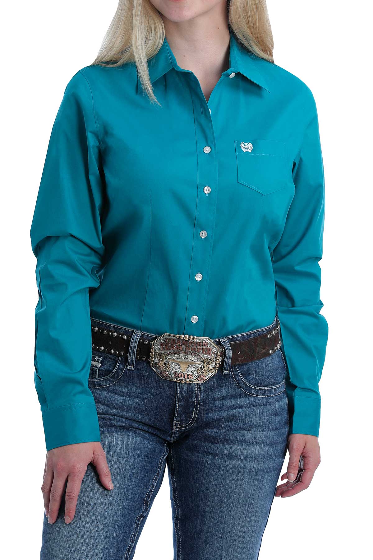Tuscan Teal Button Up Shirt by Cinch