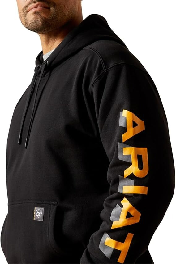 Ariat Men's Rebar Black Lightweight Logo Hoodie