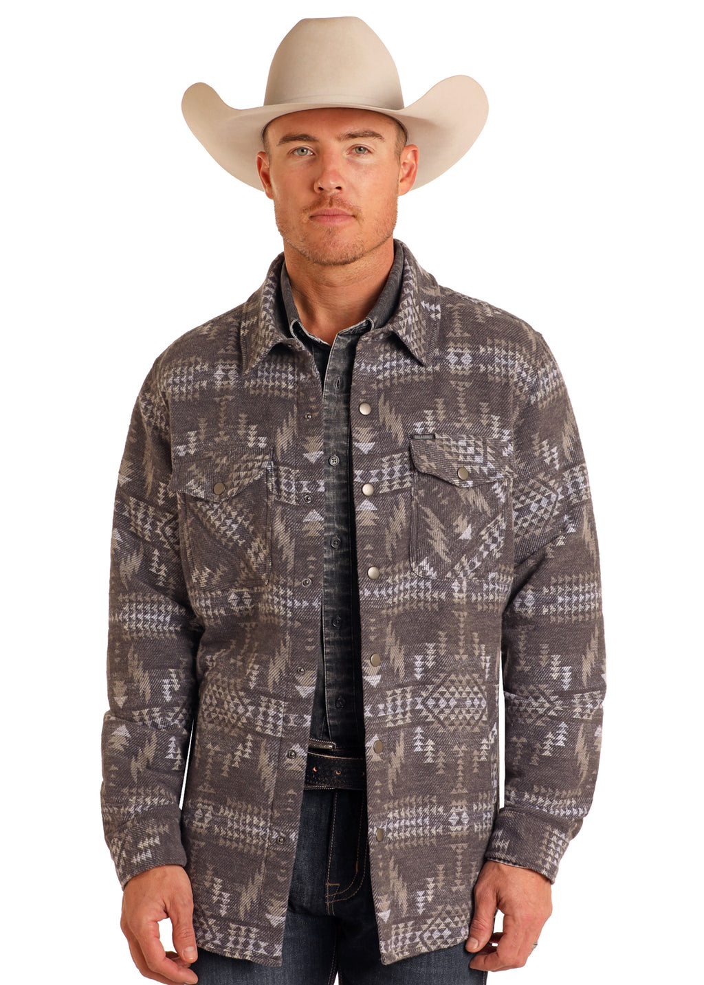 The Aztec Roughie Shacket By Rock & Roll Denim