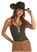 The Porter Rib Knit Tank Top in Antique Black