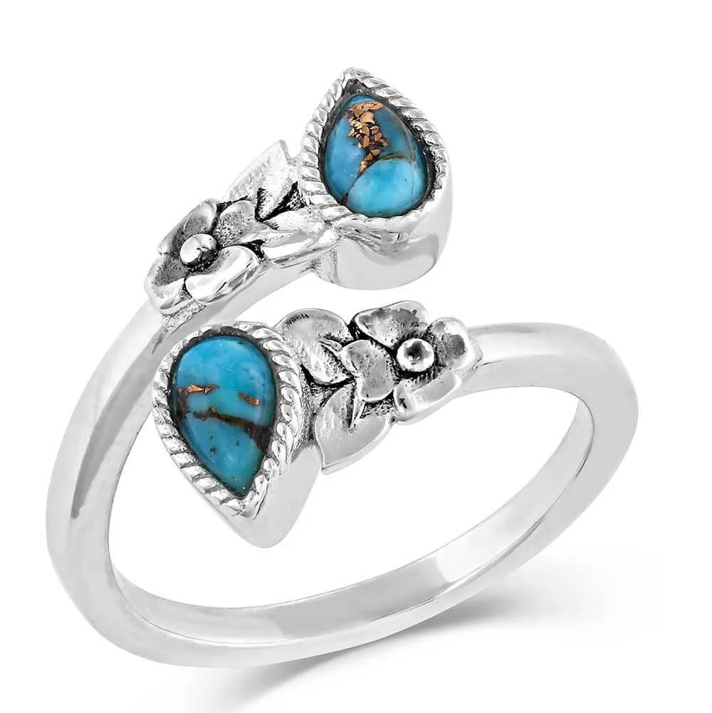 Floral Ancestors Turquoise Wrap Ring by Montana Silversmiths