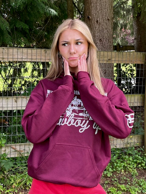 The Cowboy Up Hoodie in Old Barn Maroon